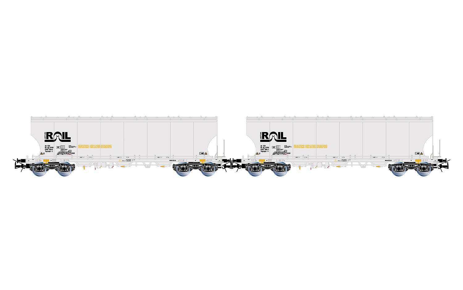 ATIR RAIL 2 tlg Set 4 achs Getreidesilowagen Grau Güterwagen