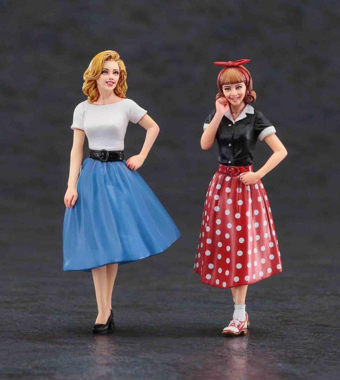 1/24 US-Girls im Stil der 50er Jahre, 2 Stück, Figures, HASEGAWA, Brands
