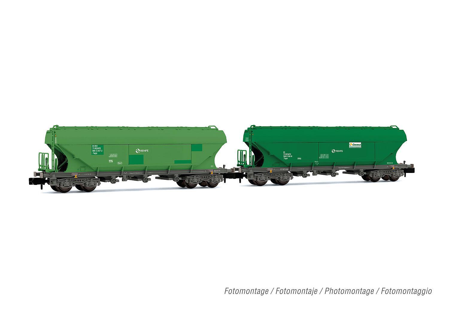 RENFE, 2-unit set of 4-axle hopper wagons TT5 withflat walls | Goods ...